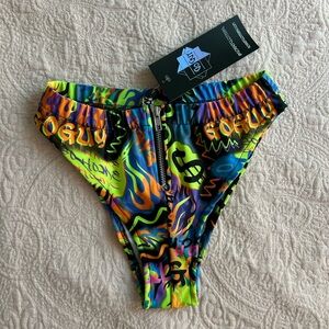 New with Tags Go Guy Colorful Graphic High-Waisted Bikini Bottoms